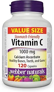 Webber Naturals Vitamin C Calcium Ascorbat 1000 mg · Mave venlige, 120 kapsler