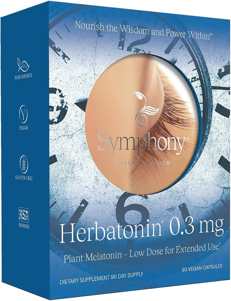 Herbatonin ® 0, 3 mg - Den første plant- baserede, naturlige melatonin supplement (Phyto- Melatonin) - Lavdosis sovestøtte, understøtter Circadian Rhythm & Cellular Health - 90 kapsler (90 dages forsyning)