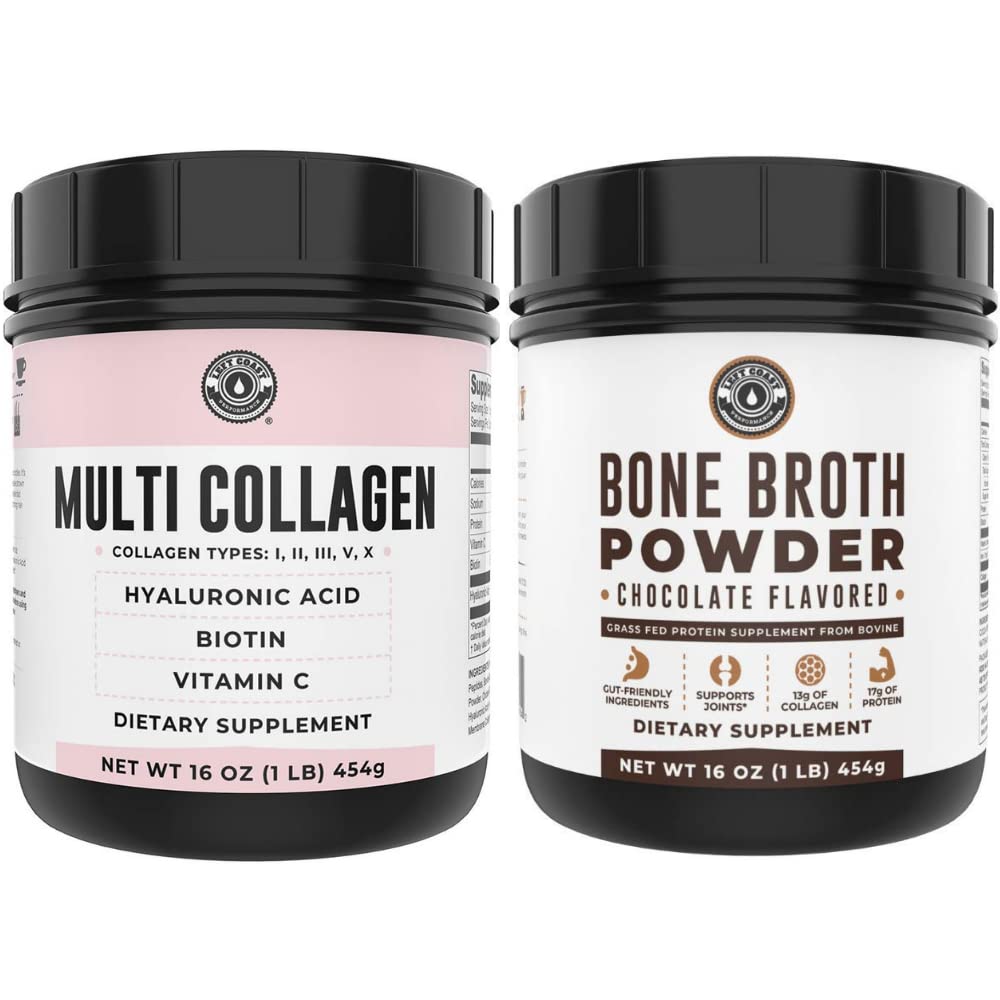 Venstre kyst Performance Chokolade Bone Broth og Multi Collagen pulver til fælles, hår, hud, og negle støtte