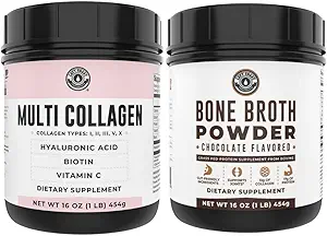 Venstre kyst Performance Chokolade Bone Broth og Multi Collagen pulver til fælles, hår, hud, og negle støtte