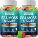Sea Moss Gummies - Irish Sea Moss Gummies Advanced for voksne med Ashwagandha Bladderwrack & Burdock Root for Supports Mumbent Energy - 60 Vegan Gummy, 2PCS