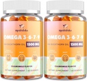 Omega- 7 Sea Buckthorn Oil Gummies, Omega 3 6 7 9 Supplement til Kvinder, Flaxseed Oil, Vitaminer E, A & Probiotika - Hud, Øje & Tørhed, Kamille Flavor - 120 Gummies