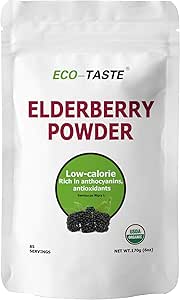 ECO-TASTE Elderberry Juice Powder, understøtter sundt immunsystem, Ikke GMO og Vegansk Friendly, 170g