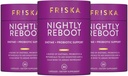 FRISKA Nightly Reboot Enzyme og Probiotika supplement, fremmer bedre fordøjelse og søvn, understøtter Gut sundhed for mænd og kvinder, Melatonin, kamille, 90 kapsler