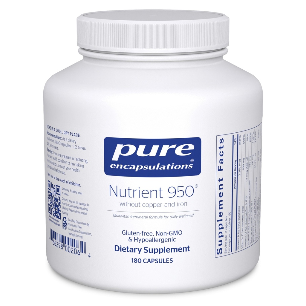 Rene indkapslinger Næringsstof 950 Uden kobber & jern; Hypoallergen Multi- Vitamin / Mineral Formel for Optimal Health