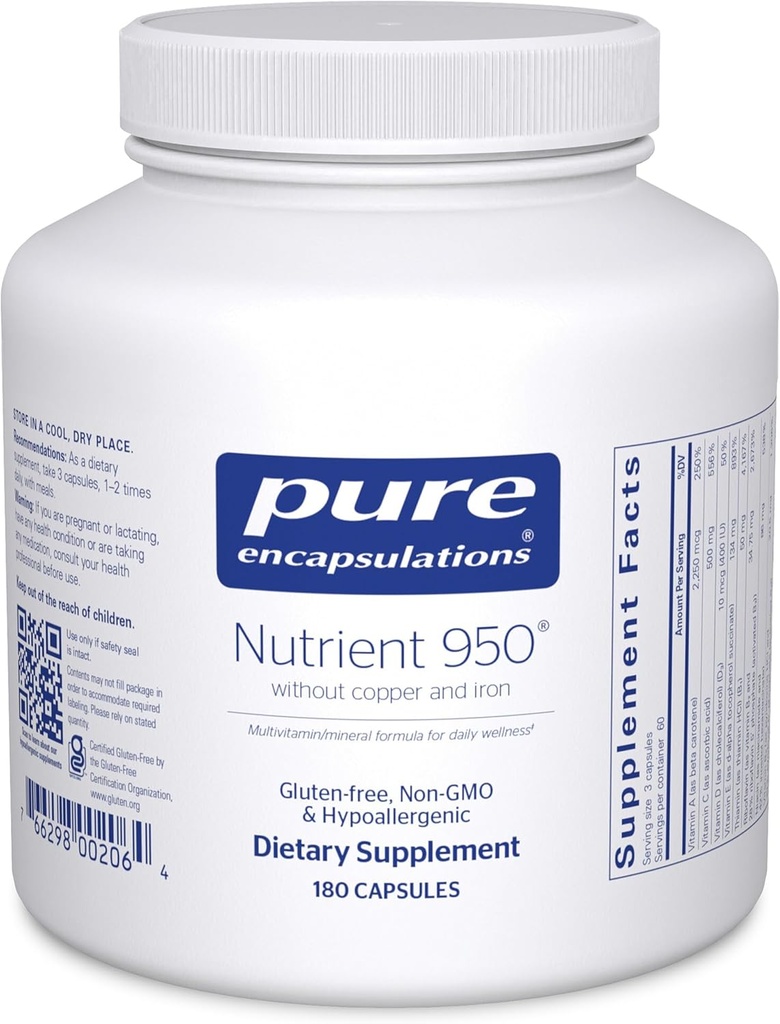 Rene indkapslinger Næringsstof 950 Uden kobber & jern; Hypoallergen Multi- Vitamin / Mineral Formel for Optimal Health