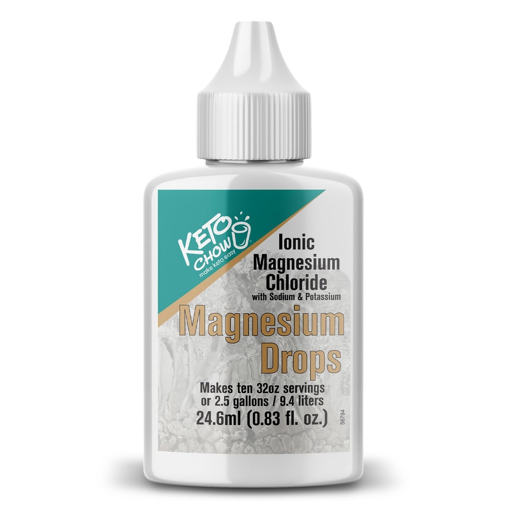 Keto Chow Ionic Magnesium Chloride Supplement Drops Note 124; Giver Magnesium, Elektrolytes & Trace mineraler Kroppen har brug for 124; Sendt fra Utahs Great Salt Lake Note 124; På Go Container Note 124; 24ml Pocket Flask