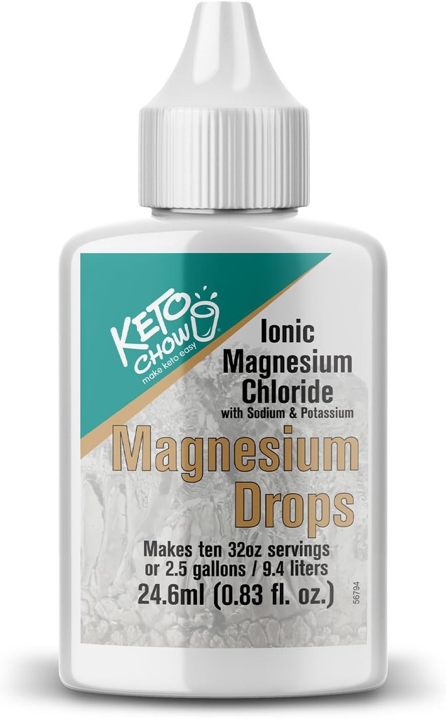 Keto Chow Ionic Magnesium Chloride Supplement Drops Note 124; Giver Magnesium, Elektrolytes & Trace mineraler Kroppen har brug for 124; Sendt fra Utahs Great Salt Lake Note 124; På Go Container Note 124; 24ml Pocket Flask