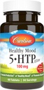 Carlson Sund Mood 5- HTP Elite 100 mg med vitamin B6 - Mood Support & Afslapning supplement - Hindbær Chewable - 60 tabletter