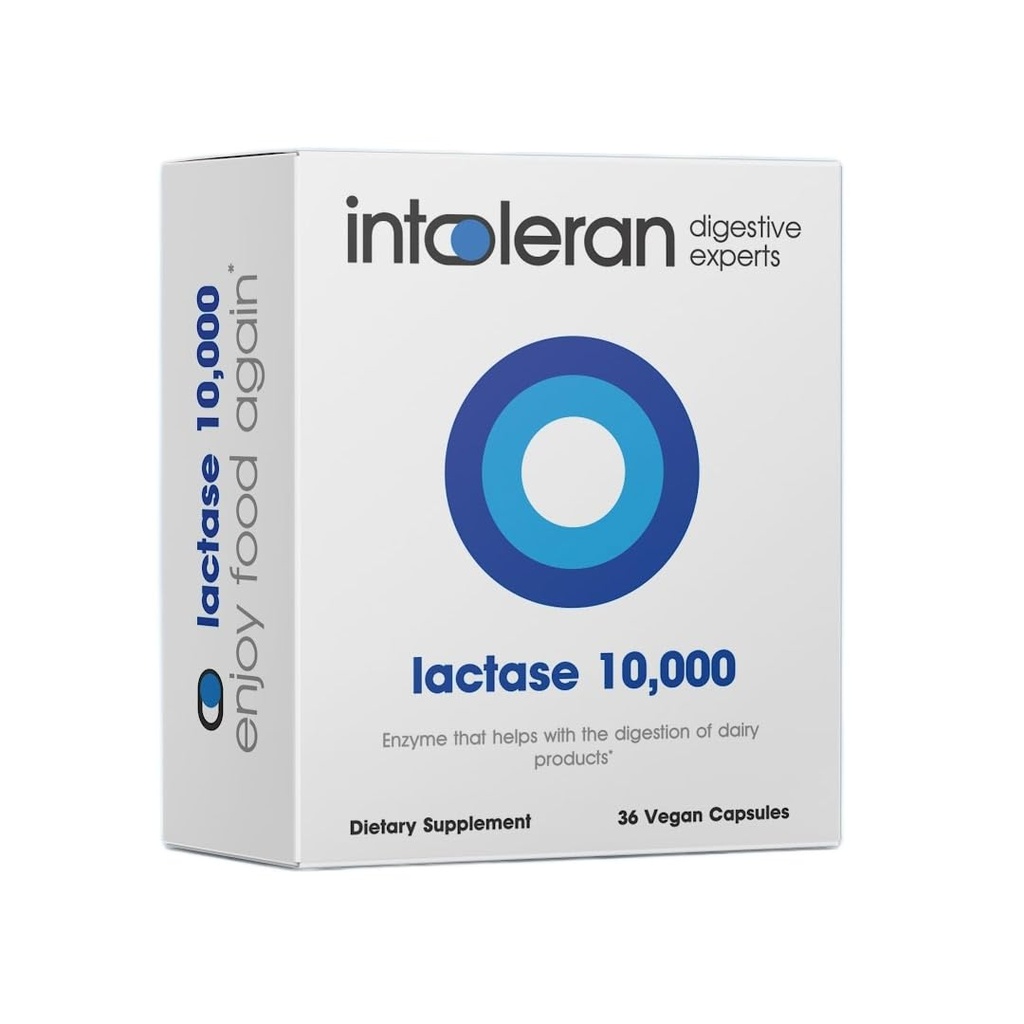 Intoleran lactase 10. 000 fordøjelsesenzymer - 36 Kapsler - 124; Supplement til Lactose Intolerance - 124; Lactase - Enzyme, der hjælper med den største mælk & laktose - 124; High Dosed & Fast Functing