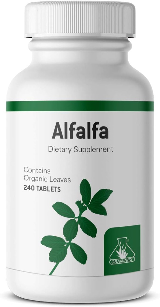 Graminex Alfalfa Tablets - Non- GMO Green Superfood Supplement med vitaminer, mineraler, Aminosyrer - 240 Tablets