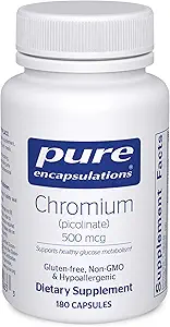 Ren indkapsling Chrom (Picolinate) 500 mcg - for Lipid & Kulhydrat Metabolisme * - Mineral supplement - Superior Absorption Chrom Supplement - Vegan & Gluten Free - 180 Kapsler