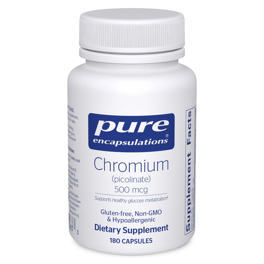Ren indkapsling Chrom (Picolinate) 500 mcg - for Lipid & Kulhydrat Metabolisme * - Mineral supplement - Superior Absorption Chrom Supplement - Vegan & Gluten Free - 180 Kapsler