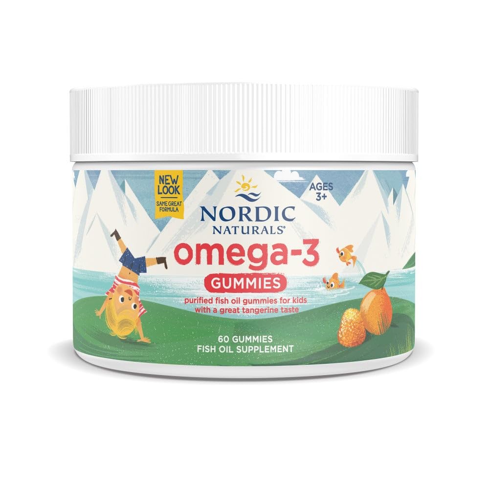 Nordic Naturals Nordic Omega-3 Gummies, Tangerine - 60 Gummies - 82 mg Total Omega- 3 'ere med EPA & DHA - ikke-GMO - 30 Servering