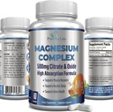 Høj Absorption Magnesium Citrate Complex 500 mg Magnesium Citrate & Oxide - Understøtter rolig søvn, muskelkramper Relief, Muscle Recovery, sunde tænder & knogler, ikke-GMO - 60 vegetabilske kapsler