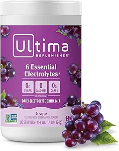 Ultima Replenisher Daily Electrolyte Powder Drink Mix – Sugar Free – Grape, 90 Servings – Hydration Powder with 6 Key Electrolytes and Trace Minerals – Keto Friendly, Vegan, Non-GMO