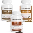 Ægte svampe Brain, Vitality & immunforsvar Bundle - Lions Mane Cognition Kapsler (120 Kapsler) + Reishi 415 Longevity Kapsler (90 Kapsler) & Cordyceps- M Peak Performance (120 Kapsler)