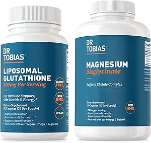 Dr. Tobias Magnesium Bisglycinat og Liposomal Glutathion - understøtter energi, muskelfunktion og immunforsvar - maksimal absorption - Vegan, ikke-GMO