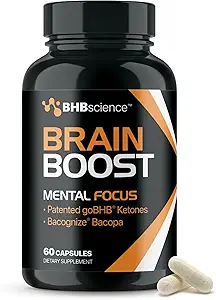 Brain Booster Supplement for Focus - Clinically Validated Nootropics Brain Support Supplement with Bacopa Monnieri Extract & Patented goBHB for Cognitive Support - 3rd Party Tested (30 Servings)