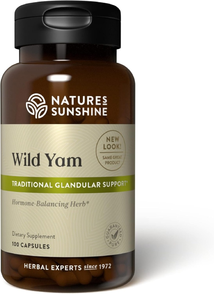 Nature 's Sunshine Wild Yam, 100 Capsules Measures 124; Understøtter og Balancer Kvinde Glandular System