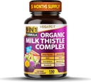 VEGATOT Organic Milk Thistle Complex 9 in 1 Formel - med Milk Thistle Artiskoke NAC Zink Mælkebøtte Berberine Burdock Black Pepper (150 greve (pakke med 1))