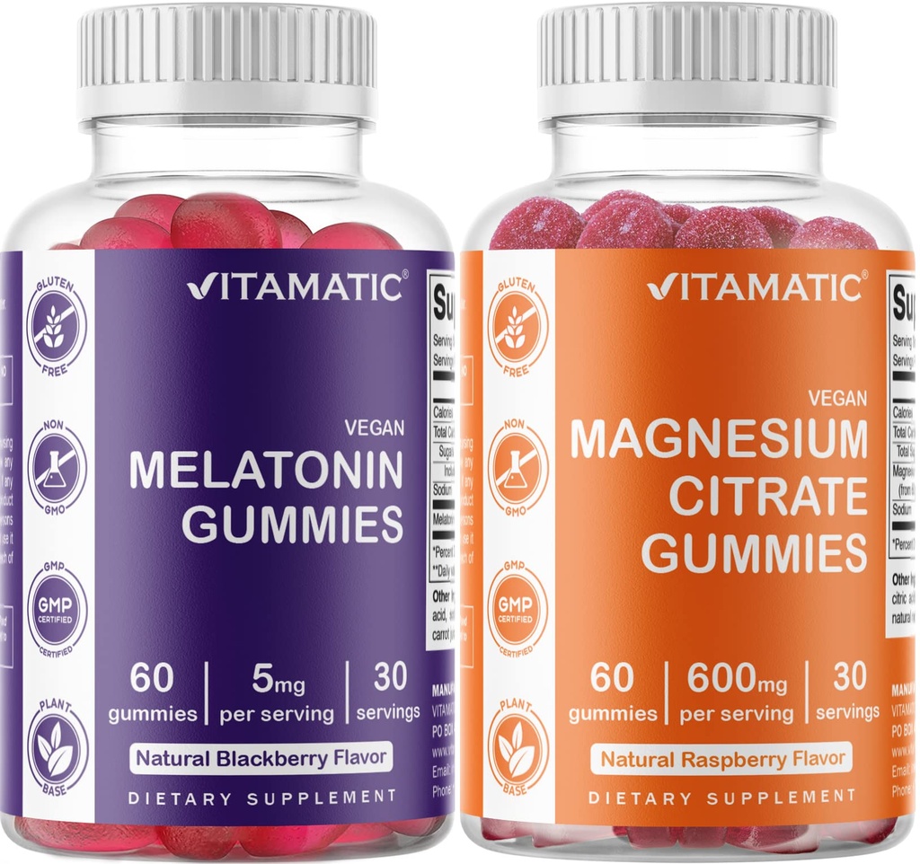 Vitamin Magnesium Gummies & Melatonin Gummies Combo - 60 Greve hver