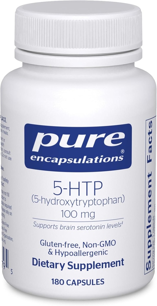 Ren indkapsling 5- HTP 100 mg - Hjerne sundhed, søvnregulering & Appetitsupport * - 5- Hydroxytryptophan - Gluten Free & Non- GMO - 180 Kapsler