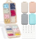 4 Pack, 14 GRIDS Travel Pill Organizer Box med etiketter - Travel Medicine Case Kit - Pocket Daily Pharmacy Container - Travel Medication Holder Dispenser for Fish Oil Vitamin Supplement Storage