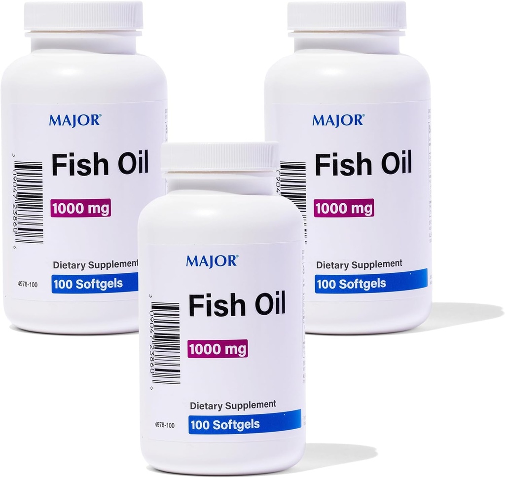 MAJOR Omega-3 Fish Oil - Fish Oil Supplement 1000mg - 100 Softgels (3- Pack)