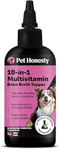 Hund Multivitamin supplement med lakseolie til hunde - Allergi Itch Relief, fordøjelse, hud & Coat Sundhed, flydende supplement - Hund mad Topper Bone Broth med Prebiotika (12 oz)