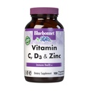Bluebonnet Nutrition Vitamin C, D3 & Zink, for immunforsvar og respiratorisk funktion *, Soy- Free, Gluten- Free, Non- GMO, Kosher Certified, Dairy- Free, 100 Vegetabilske kapsler, 100 Servering