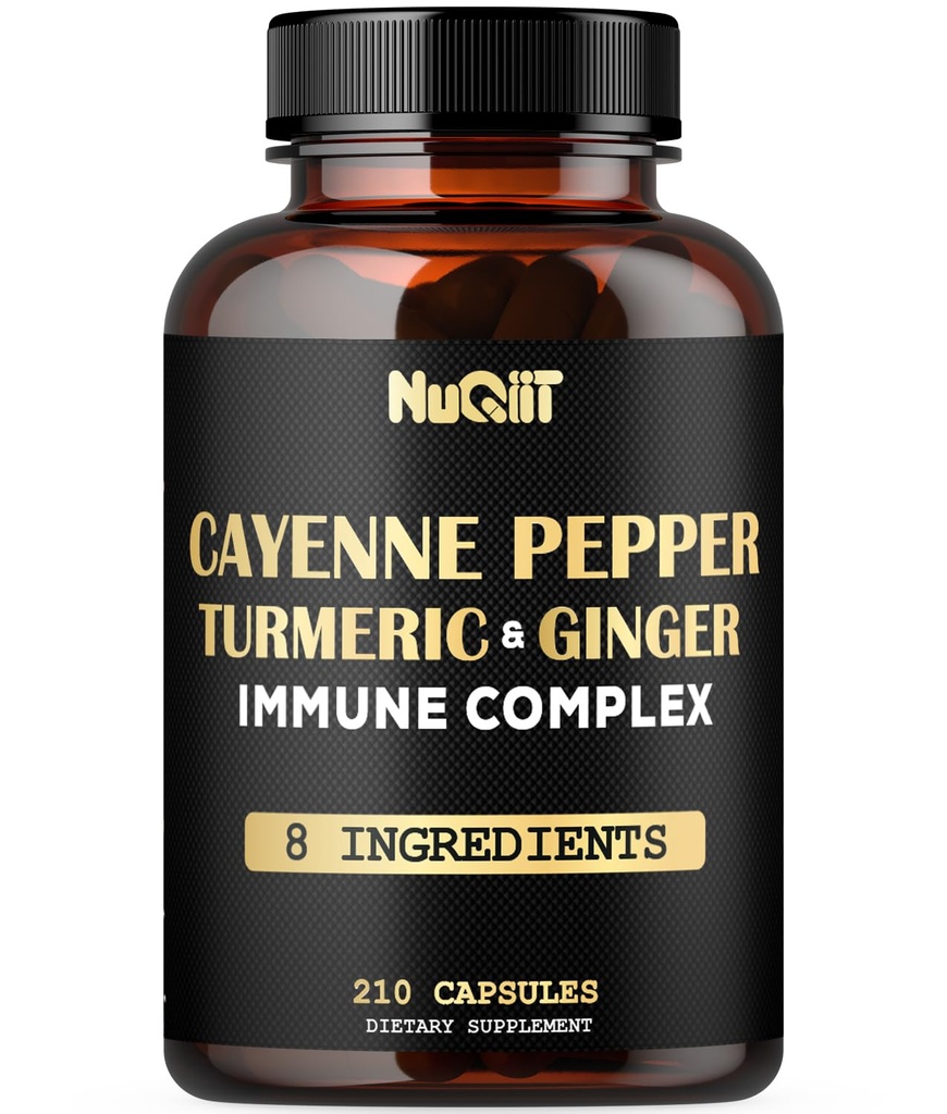 210 piller - Cayenne Pepper Kapsler Organisk med gurkemeje, Ingefær, immunsupportkompleks som Elderberry, Echinacea, Hvidløg Bulb - fordøjelse, hjerte sundhed & krop management