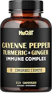 210 piller - Cayenne Pepper Kapsler Organisk med gurkemeje, Ingefær, immunsupportkompleks som Elderberry, Echinacea, Hvidløg Bulb - fordøjelse, hjerte sundhed & krop management