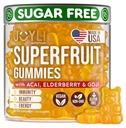Joyli Superfruit Gummies - Sugar- Free Fruit Multivitamin Gummies for Voksne - Natural Gummy Vitamin for Kvinder & Mænd med Goji, Elderberry, Vitamin A, C, D & E - Understøtter Immunitet, Fordøjelse & Energi