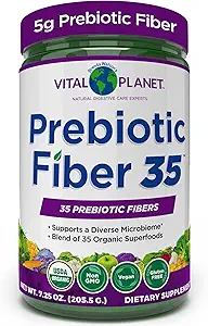 Vital Planet - Fiber 35 Powder Diverse Fiber supplement til kosttilskud og lejlighedsvis obstipation med 35 Prebiotiske fibre og 35 Økologiske Superfoods til at opretholde tarmregulering, 6.77 oz