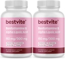 Benfotiamin 150mg / Alpha lipoinsyre 300mg (240 vegetariske kapsler) (120x2) - Ingen stearater - Vegan - Gluten Free - Ikke GMO