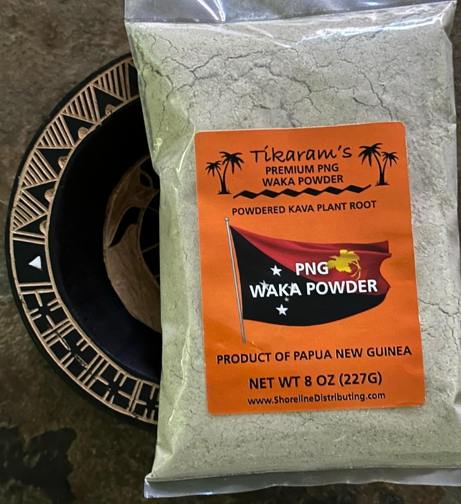 Tikarams Kava Powder - Premium Papua Ny Guinea (PNG) Waka, 1 / 2 Pound (8oz), Fiji Market Engros LLC