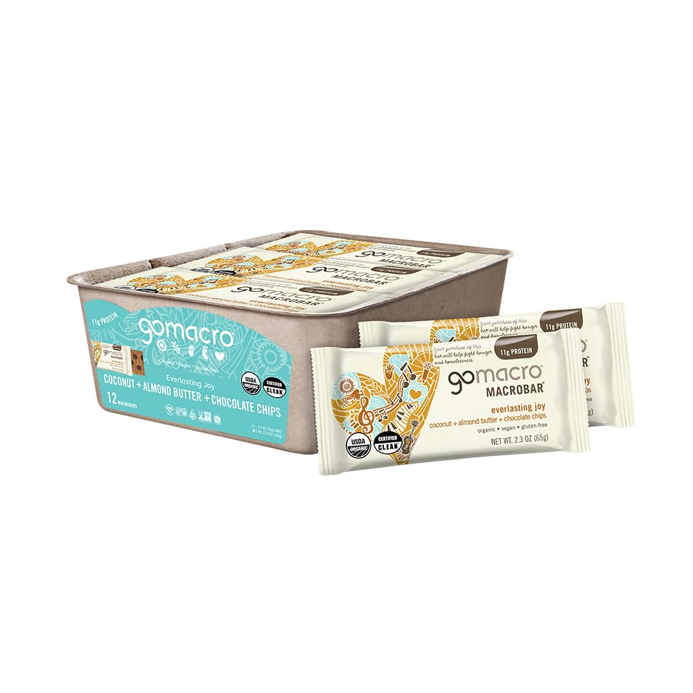 GoMacro MacroBar Organic Vegan Protein Bars - Coconut + mandel Butter + chokolade Chips (2.3 Ounce Bars, 12 Greve)