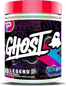 GHOST Legend All Out Pre-Workout Powder, Blå Hindbær - 20 Servering - Pre-Workout Supplement for mænd og kvinder - Energi & Pumper - Koffein, L-Citrullin, & Beta Alanine Blend - Sukker fri