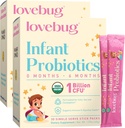 LOVEBUG Infant Probiotika 0-6 Måneder - USDA Organic Probiotika til Babyer, Understøtter Baby Gas, Kolik, Diarré og Newborn Forstoppelse Relief, Allergen & Sugar Free, Tastless Powder, 60 Pack