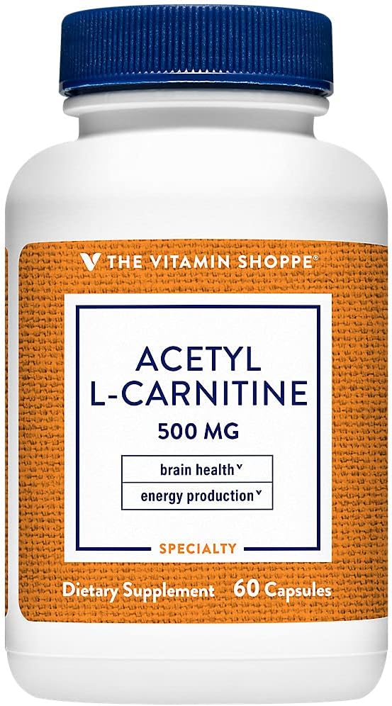 Den Vitamin Shoppe Acetyl- L- Carnitin 500mg - Understøtter sund hjerne & hukommelse funktion, fremmer energiproduktion - Carnirene ™ tilbyder Purest form af L- Carnitin (60 kapsler)