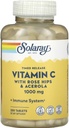 SOLARAY Timet Release C-vitamin med Rose HIPS & Acerola, 1000 mg, 250 tabletter