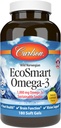 Carlson - EcoSmart Omega-3, 1000 mg Omega- 3s, Sustainable Source, Heart Health, Brain Function & Vision Support, Lemon, 180 Softgels