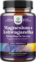 Ren rolig afslapning Magnesium Glycinat supplement med Ashwagandha - Magnesium til stress support & hvile ease for voksne - Høj Absorption tabletter til ben støtte & muskelkramper - 90 Tæl