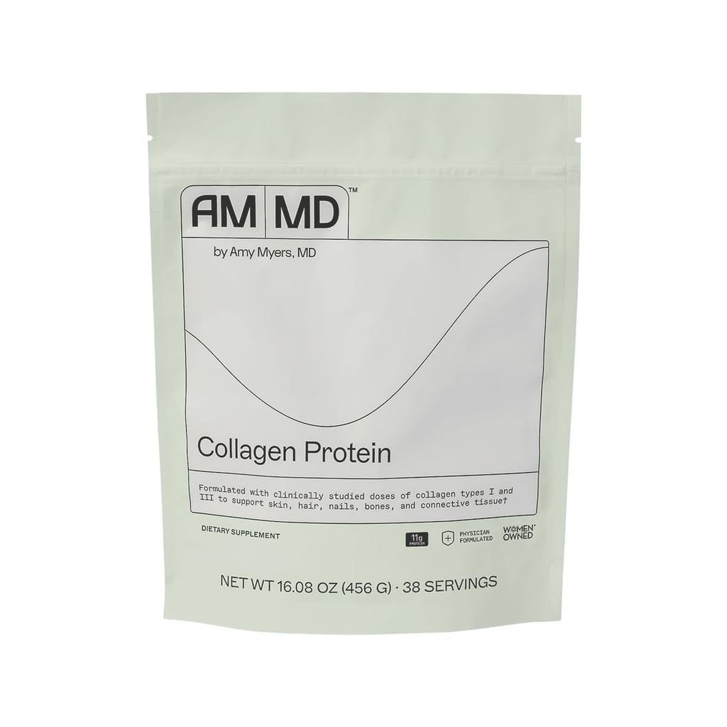 Amy Myers MD Collagen Protein Powder - Type 1 & 3 Collagen - Bovine Collagen til støtte sundt hår, hud & negle - Glutenfri, Dairy- Free & Non- Soy - 16.08 oz (38 Servere)