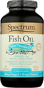 Spectrum Essentials Softgels, Fish Oil med D-vitamin, 1000 mg, 250 Greve