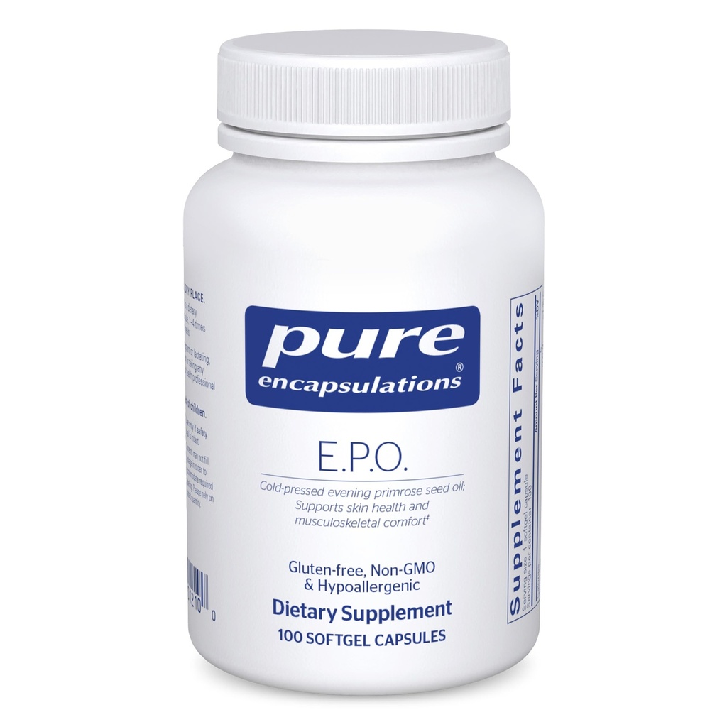 Pure indkapslinger E.P.O. (Evening Primrose Oil) Name 124; Hypoallergen Kosttilskud Indeholder 9% GLA