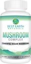 Best Earth Naturals Vegan Mushroom Complex Supplement for Energy, Clarity & Cognitive - Immunity Support w / Lion 's Mane, Reishi, Chaga, Maitake & Shiitake 30 Day Supply (30 kapsler)