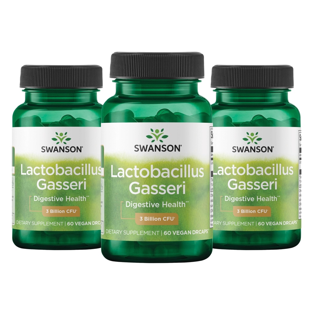 Swanson Lactobacillus Gasseri - Probiotisk tillæg støtte fordøjelsessygdomme med 3 milliarder CFU - Design- Release Satiety & Fat Metabolisme Support - (60 Veggie Kapsler) 3 flasker