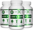 Genex Formulas Lions Mane Supplement med 100% Lions Mane Extract (3 Pack) - Nootropics Brain Support Supplement for Brain Boost, Focus, Mental Clarity, Natural Energy, 1000mg / servering - (360 kapsler)